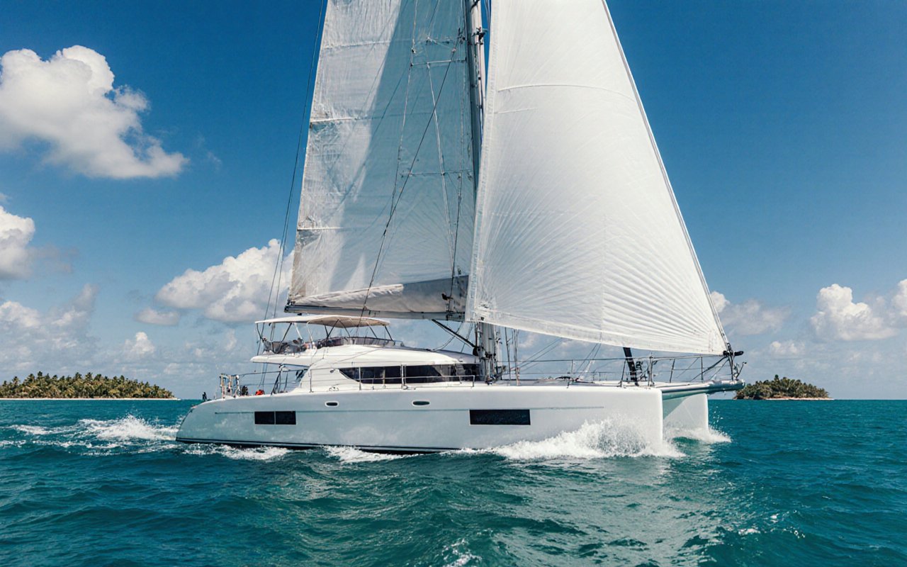 Lagoon 52 catamaran underway