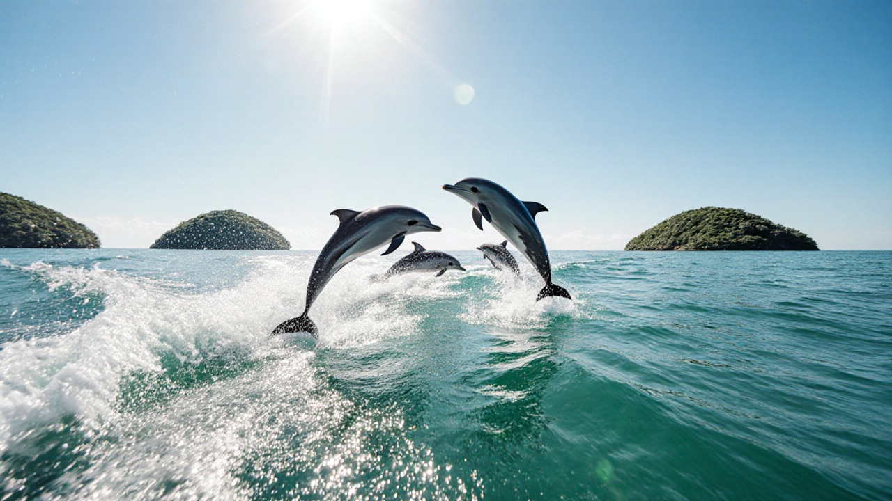 Dolphin watching catamaran near Khanom